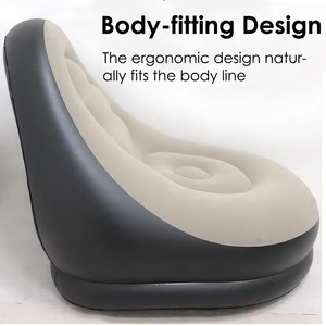 Floqué Pliable Portable Gonflable Adulte Sectionnel Ottoman Repose-pieds Canapé Chaise Longue Siège Lit Canapé - Product Image 3