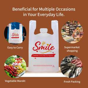 Bolsas de Plástico Biodegradables para Comestibles con Diseño de Camiseta y Estampado 'White Smile', Alternativa Alegre, para Venta al por Mayor, Supermercados y Pequeños Comercios - Product Image 6