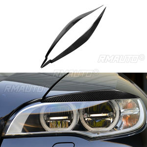 1 par de cubiertas decorativas para faros delanteros de coche, de fibra de carbono real, para BMW E71 X6 X6M 2008 2009 2010 2011 2012 2013 2014 - Product Image 1