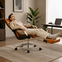 Fauteuil de jeu inclinable en cuir PU orange Chaises de bureau ergonomiques en cuir avec repose-pieds