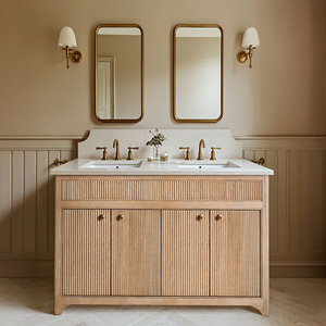 Moderno Top per Mobile <span class=keywords><strong>Bagno</strong></span> in Marmo Verde con <span class=keywords><strong>Lavabo</strong></span> in Pietra Naturale e Mobile in Legno Massello - Product Image 4