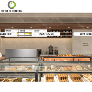 Espositore da banco a 2 livelli in legno per pasticceria, scaffale per esposizione dolci, design moderno per interni di panetterie - Product Image 3