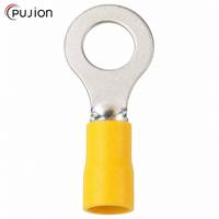 PUJION RV5.5-6 100개/봉투 절연 링 구리 케이블 러그 터미널 주석 도금 PVC 전선 터미널