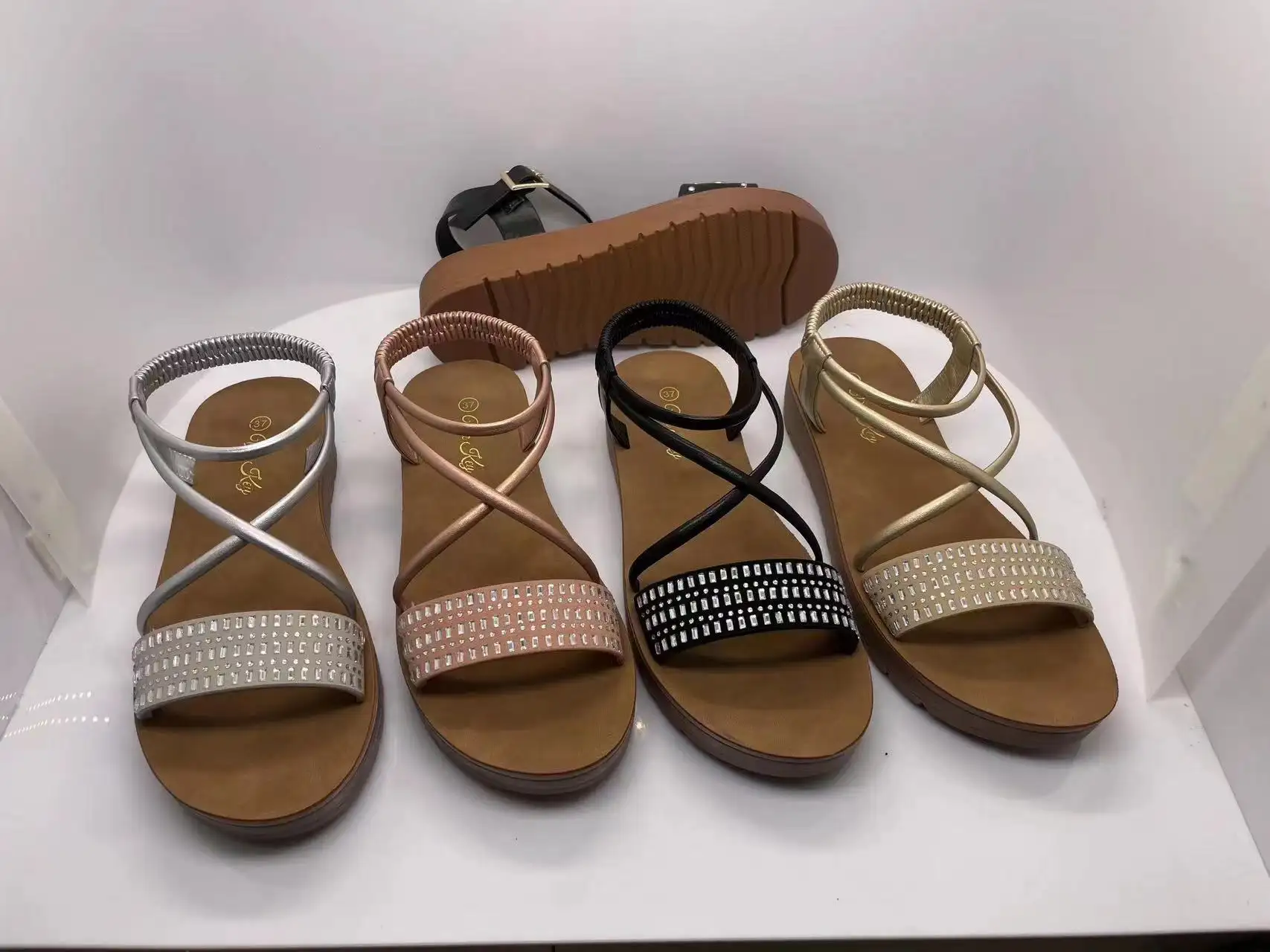 Zapatos de verano, Sandalias de tacón bajo transpirables, sandalias de venta de fábrica para mujer