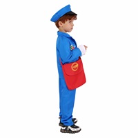 Ensemble de costume de facteur bleu pour enfants, uniforme de messager en 5 pièces avec sac et chapeau pour spectacle sur scène et cosplay