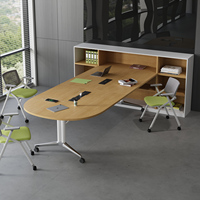 Table de conférence moderne en bois massif, réglable, pliable, écologique, de forme oblongue, mobilier de bureau, bureau à domicile, garantie de 5 ans