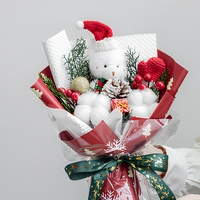 Bouquet de fleurs séchées et préservées de Noël rouge et vert luxueux et éternel, cadeau décoratif