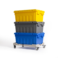 Bac de Rangement Robuste en Plastique Solide avec Couvercle Attenant, Recyclable et Empilable, Caisse pour Logistique et Déménagement