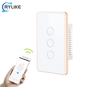 Marco de aluminio Panel de vidrio Control táctil WiFi Interruptor de pared inteligente 3 Gang 1 Way / 2 Way Tuya App <span class=keywords><strong>Alexa</strong></span> y Google Home Compatible - Product Image 1