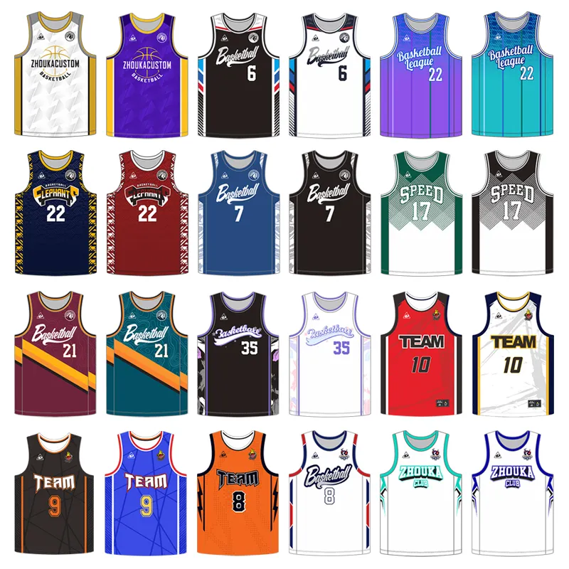 Custom New Design Hochwertige Polyester Mesh Sublimation genähte Männer Sport Basketball Uniform Trikots