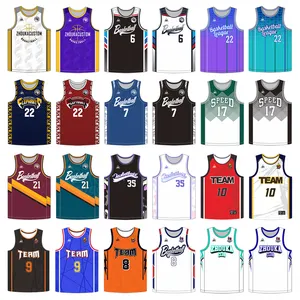 Personalizado nuevo diseño de malla de poliéster de alta calidad sublimación cosido hombres deportes baloncesto uniforme camisetas