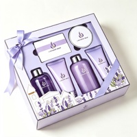 Coffret Cadeau Cosmétique Personnalisable 6 Pièces Parfum Lavande, Incluant Logo Personnalisable, Ensemble de Bain Anti-UV, Lamination Mate, Marquage Personnalisé