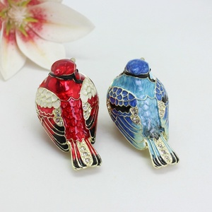 SHINNYGIFTS <span class=keywords><strong>peint</strong></span> à la main oiseaux Animal boîte à bijoux en métal bibelot boîte pour anneau Figurine Collection maison décorative émail <span class=keywords><strong>oiseau</strong></span> - Product Image 3