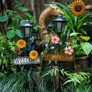 Ornement de jardin en fer créatif pastoral avec lumières de fleurs solaires pour cour extérieure de villa ajoute atmosphère et décoration - Product Image 4