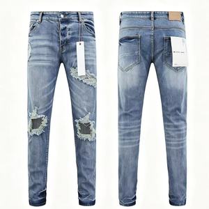 <span class=keywords><strong>Jeans</strong></span> viola alla moda, stile casual da <span class=keywords><strong>uomo</strong></span>, design strappato, slim fit, skinny, in denim, <span class=keywords><strong>di</strong></span> <span class=keywords><strong>marca</strong></span>. - Product Image 3