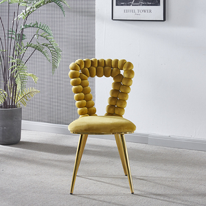 Modern Comfortable Home Living Room Fabric <b>Velvet</b> Soft Cushions <b>Dining</b> <b>Chair</b> with Iron Tube Legs - Product Image 3