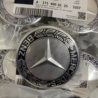Cache-moyeu de roue noir 75 mm avec emblème bleu laurier, couvercle de remplacement d'origine pour Mercedes Benz