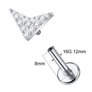 Titanio roscado interno redondo CZ Chevron <span class=keywords><strong>flecha</strong></span> tachuelas traseras planas para cartílago de oreja <span class=keywords><strong>Tragus</strong></span> Labret Piercing para el cuerpo joyería - Product Image 6