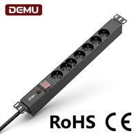 PDU 1U pour rack, 6 prises, type E français, double interrupteur, protection contre les surcharges, 16A 250V, en aluminium, pour armoire serveur, CE