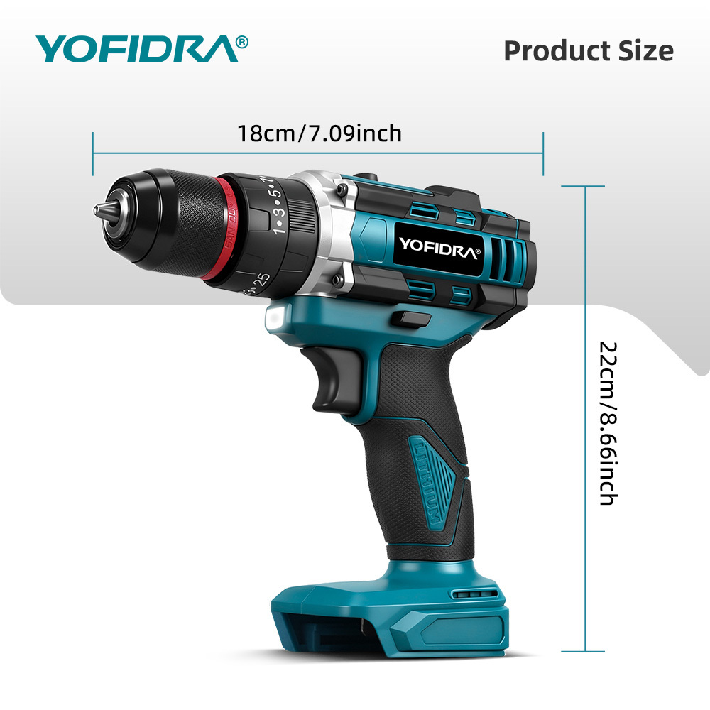 YOFIDRA 3-in-1 Cordless Impact Drill – Torque Electric Power Tool for Makita 21V Battery - View 3