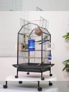 Casita de Pájaros Grande con Ruedas, Estación de Varillas, Bandeja de Alimentos, Jaulas de Cría, Diseño de Techo A LA Moda, Jaulas de Pájaros Grandes - Product Image 3