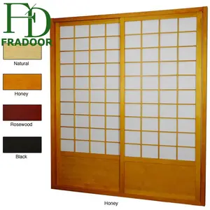 Shoji porta divisor dobrável de madeira, porta de madeira dobrável para quarto com estilo aberto