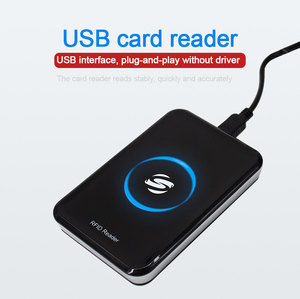 Умный <span class=keywords><strong>USB</strong></span>-считыватель карт контроля доступа 13,56 МГц RFID из АБС-пластика, бесконтактный интерфейс ISO 14443A, дальность считывания 0-8 см, настольный считыватель - Product Image 4
