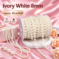 Guirlande de perles d'imitation demi-rondes de 8 mm en plastique, idéale pour fêtes, mariages, Noël, la Saint-Valentin – Meilleures ventes, prix d'usine