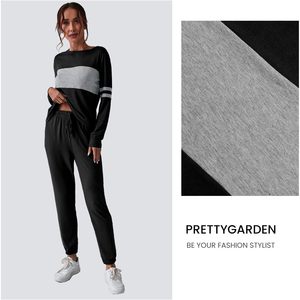 Womens 2 Piece <b>Set</b> Long Sleeve Top High Waisted Sweatpants Lounge Wear Casual Autumn Outfit Breathable <b>Knitted</b> <b>Set</b> - Product Image 5