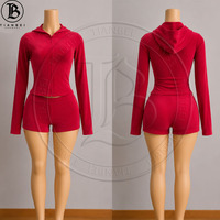 Ensemble de vêtements pour femmes de style Y2k, 2 pièces, short et veste zippée, ensembles de sport personnalisés avec logo brodé, survêtement pour femmes