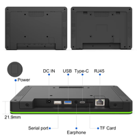 Écran tactile LCD mural 10,1 pouces avec alimentation PoE, barre lumineuse LED animée, signalisation pour magasin de détail, salle de réunion, réservation Android