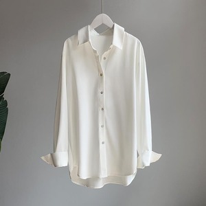Hot Bán 2025 Của Phụ Nữ Satin Áo Sơ Mi Retro Thiết Kế Màu Rắn Dài Tay Áo Áo Cho Mùa Xuân Mùa Hè Mùa XXXL Kích Thước - Product Image 4