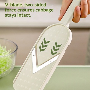 Multi Handheld Slicer - Stainless Steel V Blade, with Cleaning Brush, Comfort Grip, Easy to Clean, for Kitchen, Vegeta - Product Image 3