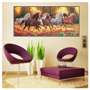 Homfun — <span class=keywords><strong>peinture</strong></span> de <span class=keywords><strong>diamant</strong></span> 5D à faire soi-même, décoration de maison, avec sept chevaux - Product Image 2