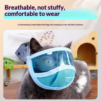 En gros, Masque facial en tissu transparent à grandes bandes pour chat, cache-bouche, masque pour les yeux, anti-morsure, anti-léchage, respirant, couvre-tête