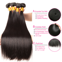Extensiones de Cabello Brasileño Virgen 10A 12A con Cutícula Alineada, Liso Natural Negro, Paquetes de Cabello para Tejer, Novedad al por Mayor