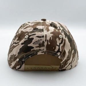 Bán Buôn 5 Tấm Cotton Tùy Chỉnh Thêu Màu Nâu Camo Rope Mũ <span class=keywords><strong>Snapback</strong></span> Không Cấu Trúc Mũ Dây - Product Image 4