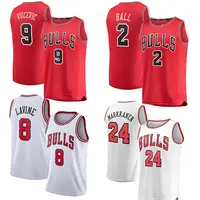 Maglie da basket da uomo Chicago ricamo Bull 2 palla 8 LAVINE 24 MARKKANEN 9 VUCEVIC uniforme personalizzata 2021 all'ingrosso