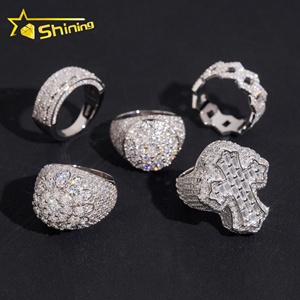 アメリカ倉庫からの迅速発送 メンズリング 925スターリングシルバー ホワイトゴールドメッキ ダイヤモンドテスト合格 モアサナイト アイスアウトリング - Product Image 3