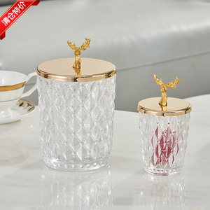 Boîte de rangement décorative en verre de cristal avec tête de <span class=keywords><strong>cerf</strong></span> en <span class=keywords><strong>métal</strong></span> de haute qualité, rangement créatif pour salon, <span class=keywords><strong>décoration</strong></span> de sucre - Product Image 2