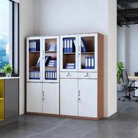 Armoire de rangement en métal pour bureau-Classeur robuste avec 2 tiroirs du milieu et porte en verre pour mobilier de bureau