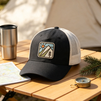 Gorra Trucker de 5 Paneles con Malla Transpirable, Visera Ancha Curvada, Estilo Vintage, para Montaña, Camping, Senderismo y Pesca