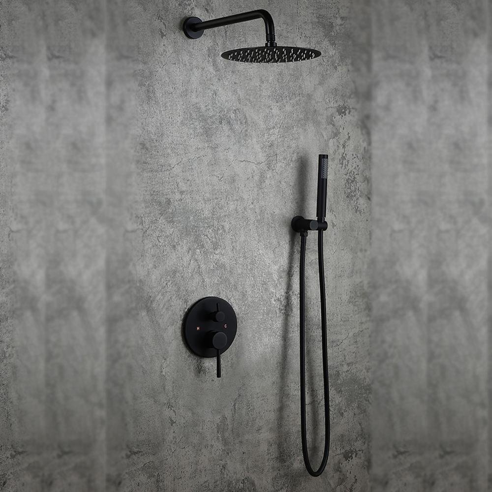 HM004 Rond ENSEMBLE de luxe PORTABLE sus304 caché noir colonne douche ensemble complet