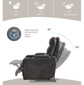 Luxury <b>Electric</b> Single Leather Recliner Sofa Chair Comfortable Convertible Upholstered for Villa Hotel Apartment Living Room Use - Product Image 2