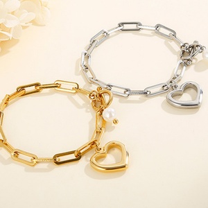 Manufacturer <b>Cheap</b> Stainless Steel Link Chain Pearl Heart Shape Jewelry <b>Sets</b> - Product Image 4