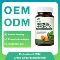 Capsules végétales de curcuma et probiotiques OEM ODM, capsules de curcuma probiotiques à 95% de curcumine, supplément immunitaire intestinal sous marque privée