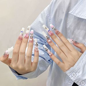 <span class=keywords><strong>Faux</strong></span> <span class=keywords><strong>ongles</strong></span> <span class=keywords><strong>à</strong></span> presser personnalisés en gros, forme ballerine, cercueil moyen, avec pointe française, diamant et perle, en ABS, pour manucure - Product Image 4