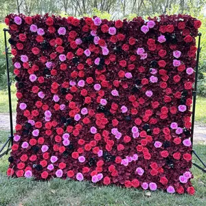 Cheap price MYQ08 Red black rose red artificial flower wall decorate wedding party