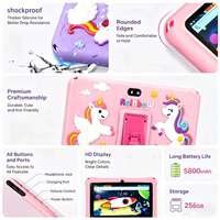 Tablet Infantil de 7 Pulgadas, Gran Memoria 12+256GB, Android 13, Qualcomm 8916, Wi-Fi, GSM, MTK, para Aprendizaje Temprano, Nuevo y en Oferta, el Mejor Regalo