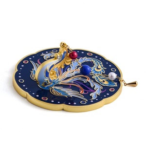 Special Unique Chinese Asia Style Metal Color Soft Enamel Phoenix Custom <b>Compact</b> <b>Mirror</b> With Tassel - Product Image 3